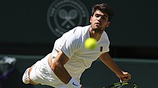 panl Carlos Alcaraz bhem semifinále Wimbledonu