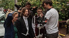 Juraj Loj, Kate�ina Falbrová a Ond�ej Provazník b�hem natá�ení filmu Sbormistr...