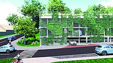 Vizualizace nového parkovacího domu u mstských lázní ve Zlín