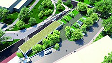 Vizualizace nového parkovacího domu u mstských lázní ve Zlín