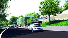Vizualizace nového parkovacího domu u mstských lázní ve Zlín