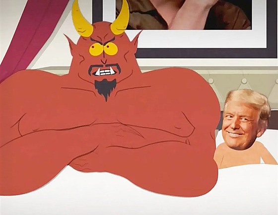 Satan v posteli s Trumpem v nejnovjím díle seriálu South Park.