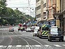 Policie uzavela kiovatku Lazarsk a j pilehl ulice v centru Prahy, kvli...