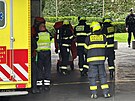 Prat hasii zasahovali v kancelsk budov v Nuslch v ulici 5. kvtna, z...