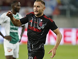 Spar�an Jan Kuchta se raduje z gólu v Jablonci.