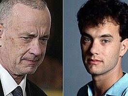Herec Tom Hanks v souasnosti a v mládí, kdy hrál ve snímcích jako Pánská jízda...