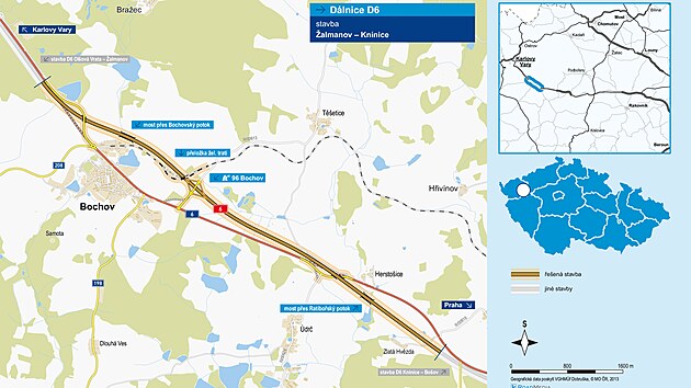 Mapa seku D6 mezi almanovem a Knncemi.