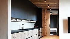 Apartmán Wood - dlouhá kuchyská linka nabízí dostatek úloného prostoru i...