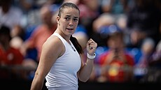 Tereza Valentová ve �tvrtfinále tenisového turnaje WTA v Praze.