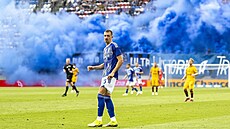 Choreo kotle Sigmy b�hem zápasu proti Dukle Praha.