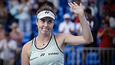 Linda Nosková slaví postup do osmifinále turnaje WTA v Praze.