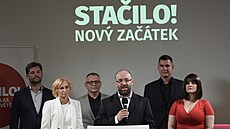 Tisková konference hnutí Stailo!, u za úasti zástupc SOCDEM Jany Maláové a...