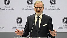 Premiér Petr Fiala po jednání vlády (23. ervence 2025)