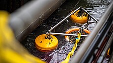 Záchranné slo�ky pou�ívají k boji s ropnou skvrnou v p�ístavu speciální...