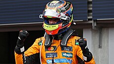 Oscar Piastri slaví vít�zství ve Velké cen� Belgie.