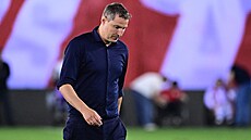 Zklamaný spar�anský kou� Brian Priske po porá�ce s Aktobe.