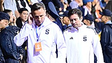 Tomá Sivok (vlevo) a Tomá Rosický z vedení fotbalové Sparty na hiti v...