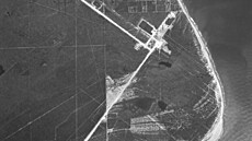 Letecký pohled na startovací komplex 3 na mysu Canaveral v roce 1951