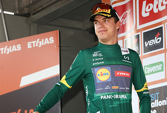 Mathias Vacek v cíli závodu Kolem Valonska