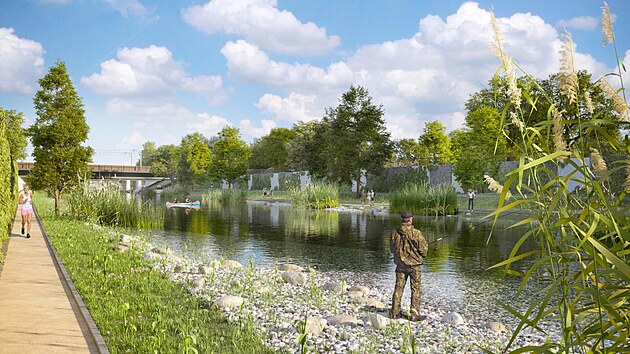 Upraven koryto Svratky a protipovodov zdky.