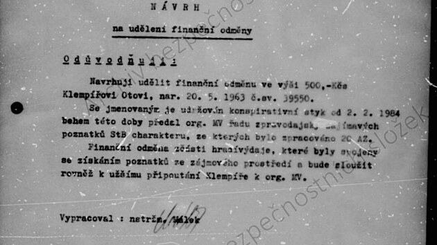 Ze svazku „Olda“, který StB vedla v polovině 80. let k tajné spolupráci s Otou...