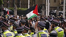 Záb�ry z demonstrace p�ed britským parlamentem, kde policie zasahovala proti...