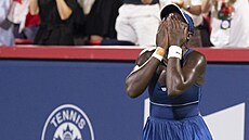 Kanadská tenistka Victorija Mboková slaví postup do finále turnaje v Montrealu.