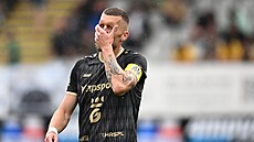 Frustrovaný hradecký kapitán Tomá�e Petrá�ek po dal�í inkasované brance v...