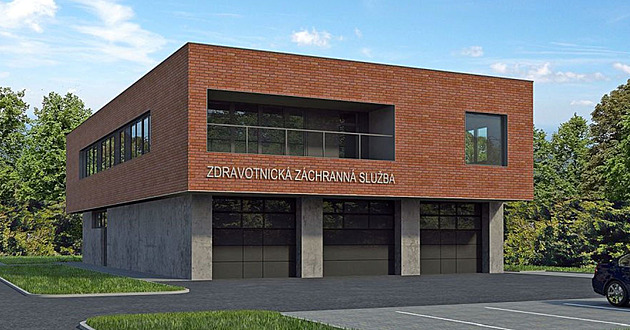 Vizualizace nové stanice Zdravotnické záchranné sluby v ulici Ke Koupaliti v...