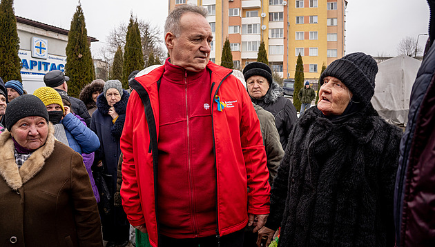 Snímek zachycující Václava Keprta v ukrajinském Ternopilu, kde obhlíel...