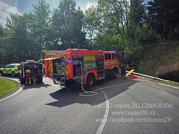 Smrtelná nehoda na hlavní silnici z Klatov do elezné Rudy. (10.8.2025)
