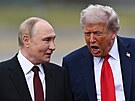 Americký prezident Donald Trump vítá ruského diktátora Vladimira Putina na...