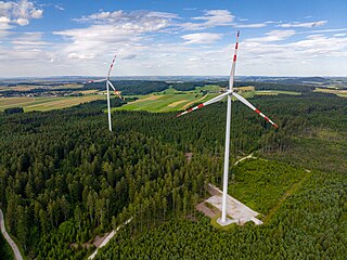 V�trná elektrárna Grafenschlag II v dolnorakouském okresu Zwettl vyu�ívá lesní...