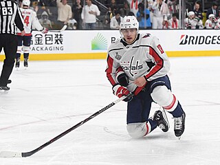 Jakub Vrána vstává z ledu bhem finále NHL.