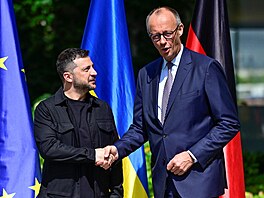 Volodymyr Zelenskyj a Friedrich Merz v Berlín (13. srpna 2025)