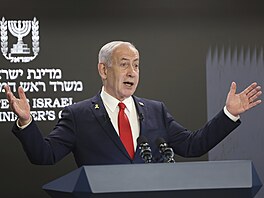 Izraelský premiér Benjamin Netanjahu na tiskové konferenci v Jeruzalém uvedl,...