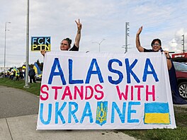 Protesty v aljaském Anchorage ped setkáním prezident Trumpa a Putina (14....