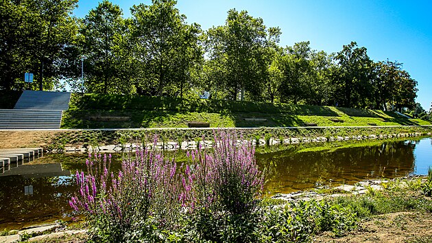 Nov odpoinkov zna v eskch Budjovicch u eky Vltavy se jmenuje Slunen ostrov. (19. srpna 2025).