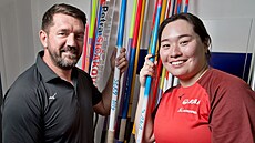 Japonská o�t�pa�ka Haruka Kitagu�iová a její trenér David Sekerák p�i tréninku...