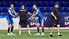 Trénink plzeských fotbalist ped odvetou v pedkole Ligy mistr s Glasgow...