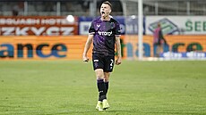 David Doudra z praské Slavie se raduje z trefy proti Jablonci.