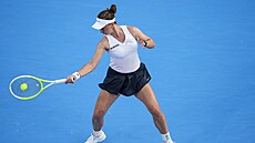 Barbora Krej�íková v akci ve druhém kole turnaje v Cincinnati.