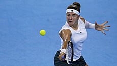 Karolína Muchová v akci ve druhém kole turnaje v Cincinnati.