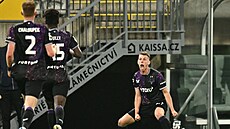 David Doudra se raduje z vyrovnávací trefy proti Jablonci.