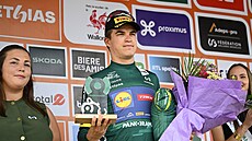 Mathias Vacek v zeleném dresu po 4. etap� závodu Kolem Valonska.