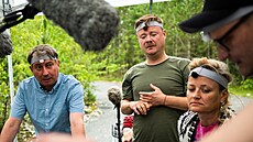 Robert Miklu�, Filip Ka�kovský a Erika Stárková p�i natá�ení filmu Tony má plán