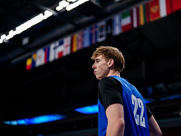 Petr K�iv�nek na tr�ninku p�ed EuroBasketem v Rize.
