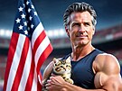 Kalifornský guvernér Gavin Newsom na jednom z obrázk� generovaných um�lou...