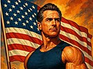 Kalifornský guvernér Gavin Newsom na jednom z obrázk� generovaných um�lou...