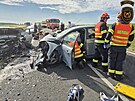Tragická nehoda dvou osobních voz� zastavila provoz na silnici 1/47 u obce...
